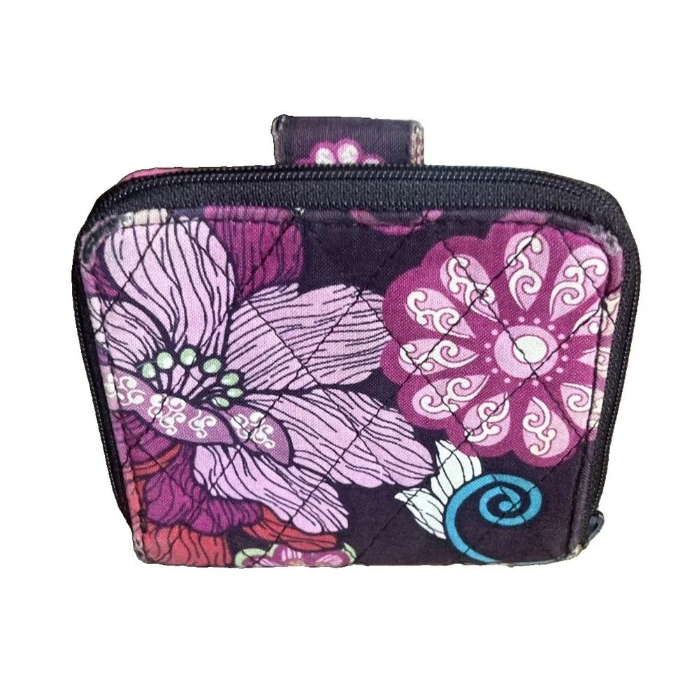 Vera Bradley (2007) Mod Floral Pink Small Zip Around Wallet Boho Chic Classic